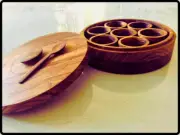 Handmade Wooden Spice Container Box With Spoon