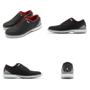 【NIKE 耐吉】高爾夫球鞋 Jordan ADG 4 男鞋 黑 紅 皮革 緩震 爆裂紋 喬丹 止滑(DM0103-015)