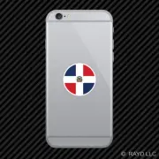 Round Dominican Flag Cell Phone Sticker Mobile Die Cut Dominican Republic do
