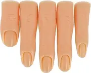 Minkissy 5pcs Silicone Nail Art Practice Hand Model Flexible Joints Wearing Nail Practice Hand Realistic Fake Training Finger for Diy