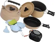 Eigell Camping Cookware Set Kettle with Storage Bag for 3-4 People Non Stick Frying Pan Camping Pot for Travel BBQ Camping Cooking