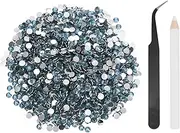 uxcell 2500pcs Flatback Rhinestones Resin, SS20 5mm Resin Rhinestones Bulk Round Shine Gems with Pickup Tools for DIY Nail Art Tumblers Mugs Clothes, Azure