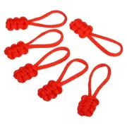 6 Pack Zipper Pulls Replacement Extension Cord Handle Fix Pull Tab Extender Red