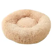 Pet Dog Cat Calming Bed Warm Soft Plush Round Nest Comfy Sleeping Kennel Cave - Peach 100cm
