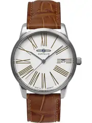 Zeppelin 83474 White Dial Brown Leather Womens Watch