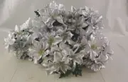 9 Silver Poinsettia Fabric Artificial Flower Spray W/ Stems by Ashland - Lot