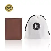 Leatherboss Kids Boys Slim Compact ID Coin Pocket Trifold Wallet, Dark Brown