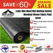 Instahut 3.66x 50m Weed Mat Matting Control Weedmat Woven Fabric Plant Cover
