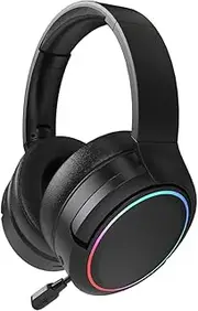 WAZIJ X7 Pro Wireless Bluetooth 5.1 Gaming Headset Music Headset RGB Gradient Headset Headset Luminous Headset,Black