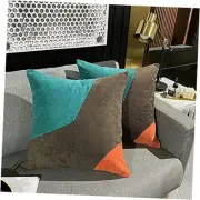 Teal Brown Orange Throw Pillow Covers 18 x 18 Inches Luxury Modern Patchwork