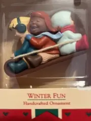 Sledding Kids Ornament 1988 Hallmark Keepsake Winter Fun NIB