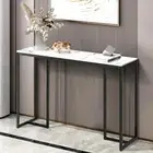 Rectangular Narrow Marble Console Table Polished Top Entryway Decorative Tables