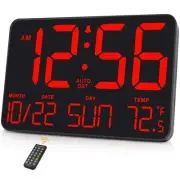 Large Display Digital Wall Calendar Clock with Date Day of Week Alarm Clock f...