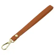 Leather Wristlet Strap for Purse, Clutch, Wallet(Brown Leather, Gold Clasp)