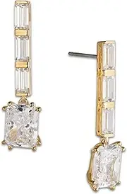 [NADRI] Drop Earrings For Women - Chateau Emerald Dangle Earrings for Women, Hypoallergenic Earrings For Women, Baguette and Emerald Cubic Zirconia Earrings