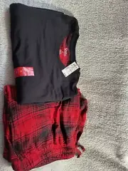 Croft & Barrow Lumberjack pajamas *Black & Red Plaid Flannel 2pc Set*Size XL New