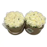 NEW Un-Real Hedge& Plant 17 cm Artificial Rose Gift Boxes Set of 2 White