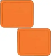 Sophico 11 Cup Rectangle Silicone Storage Cover Lids Replacement for Pyrex 7212-PC Glass Bowls, Container not Included (ORANGE-2PACK)