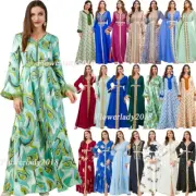 Ramadan Abaya Muslim Women Maxi Cocktail Party Dress Islamic Caftan Robe Kaftan