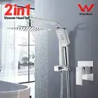ACA Square 8" SUS Shower Head 3-MODE Handheld Gooseneck Wall Arm Set Mixer Tap