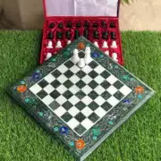 Green Marble Chess Set - Chess Vintage Set - Handmade Decor Chess Sets Gifts Him