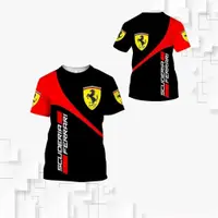 在飛比找蝦皮購物優惠-FERRARI Team 法拉利賽車迷 t 恤 3d 全印花