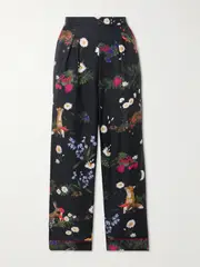 [Eres] Eres - Fables Poete Romance Printed Cotton And Silk-blend Pajama Pants - Black - FR 38 FR 38 Black