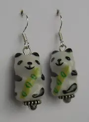 Bamboo bamboo yum! earrings panda pandas bear oriental funky Japanese kawaii