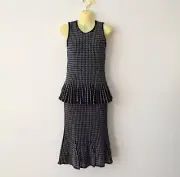 Ann Taylor Black/White 2PC Top Sweater & Skirt Flared Size SP