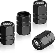 4Pcs Car Tyre Dust Caps Valve Stem Caps for Audi A1 A3 RS3 A4 A5 A6 A7 RS7 A8 Q3 Q5 Q7 R8 S Series, Alloy Caps for Car Tire Valve Stem, Easy-Grip Leak-proof Anti-corrosion Black