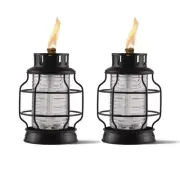 7.20 In. Table Torch Lantern Metal Black (2-Pack)