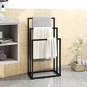 VERFARM 3 Tiers Freestanding Towel Racks for Bathroom, Metal Towel Rack Standing Towel Holder Drying Hand Towel Stand Holder, Black