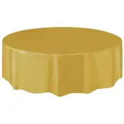 Round Plastic Tablecloth, 84", Gold