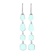 Zoe Earrings in Sterling Silver with Aqua Chalcedony & Shiny Finish - Elegant Jewellery in Australia