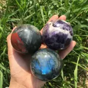 Natural Mix Quartz Sphere Crystal Specimen Reiki Heal Divination Energy Prophecy