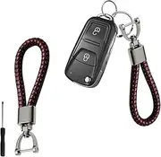 Augeny Braided Microfiber Leather Car Keychain, Weave Rope Metal Fob Key Chain with 360 Degree Rotatable D-Ring & Screwdriver