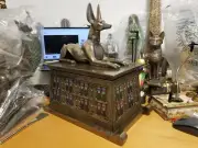 egyptian statue King Tut Anubis Shrine container