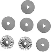 SHINEOFI 7-Piece Set of Rotary Cutter Blades 4 Straight 1 Dashed 2 Wavy Blades for Fabric Leather Paper Ideal for Sewing Crafts Storage Case Included