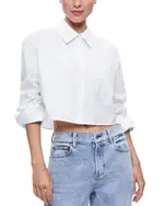 Alice and Olivia Finely Cropped Oversized Button Down Shirt