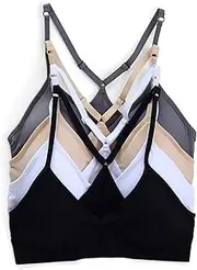 [Kalon] Women’s 4 Pack Racerback Sports Bralette Seamless Wireless Comfort Bra