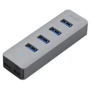 Cruxtec 4-Port Aluminum USB 3.0 Hub with USB-C Power Supply Port (AU3-H4-SG)