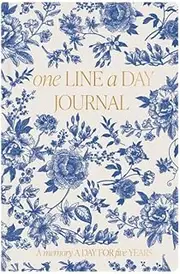 Sweet Water Decor One Line a Day Memory Journal, Cute Undated Entry Notebook for Women, 368 Ruled Pages for Capturing Highlights, Blue Delft Matte Laminate Hardcover Diary with Gold Foil Details