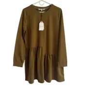 NWT English Factory Knit Unbalanced Seam Dress, Olive, Size L
