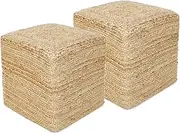 REDEARTH · Cube Pouf Foot Stool Ottoman - Jute Braided Pouffe Poof Accent Sitting - Set of 2 Footrest for The Living Room, Bedroom, Nursery, Patio, Lounge, Office - 14.5”x14.5”x16” - Natural