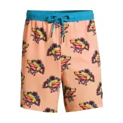 Neff Men's Novelty Print Swim Trunks Floral Frog Medium