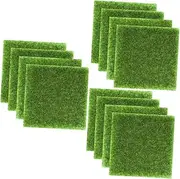 POPETPOP 3sets 4pcs Small Artificial Grass Mat for DIY Micro Landscape Decoration Realistic Simulation Turf Tiles for Use for Patios and Craft Projects 4pcs*3