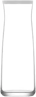 LAV Vera Glass Carafe - 1.2L - Water Decanter Storage Pitcher Jug with White Lid