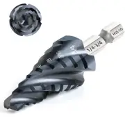 M35 Cobalt Step Drill Bit, Four Spiral Flute Unibit Step Drill Bit (1/4"-3/4"...