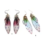 Colorful Rhinestone Wing Long Dangle Earring Multicolor Butterfly Wing Earrings