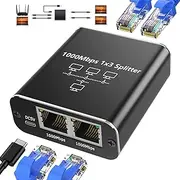 Oblinple LAN Splitter 1 to 3, 1000 Mbps RJ45 Network Switch, Gigabit Ethernet Splitter 3 Port with USB Power Cable, Internet Adapter for Computer, Hub, Router, ADSL, Set-Top Box, Digital TV, etc
